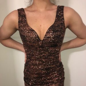 Sparkly Copper and Black Open-Back Semi-Formal Dress Emerald Sundae.